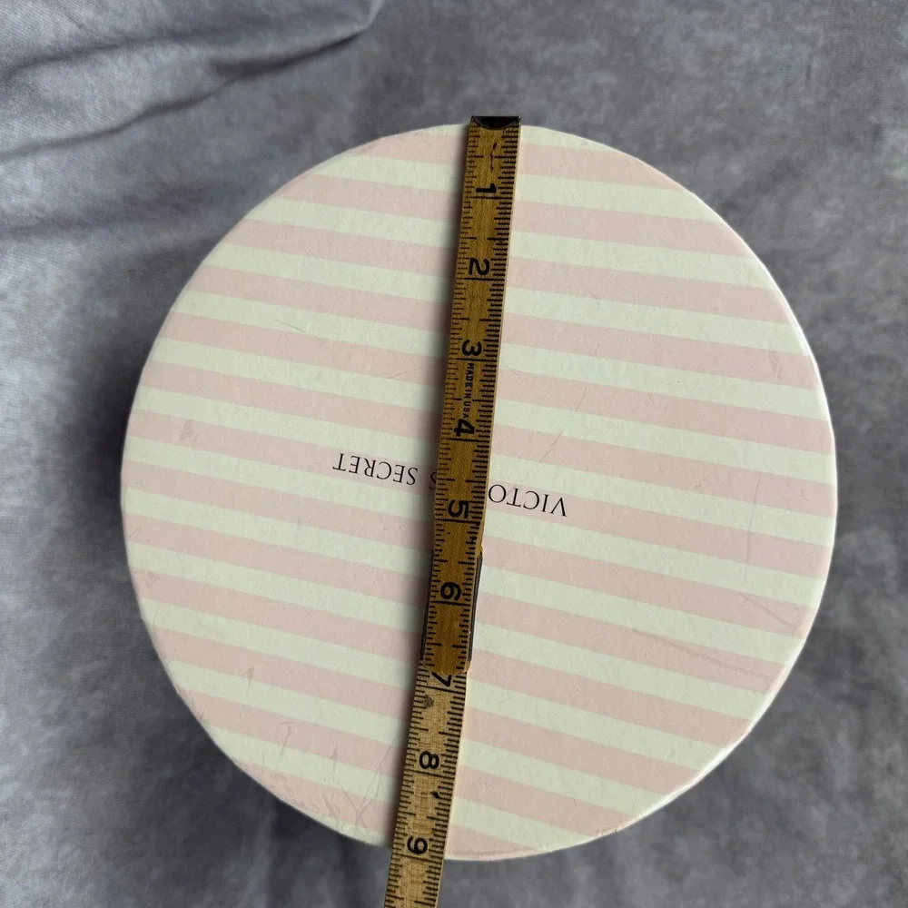 Victoria's Secret Pink Striped Round Gift Hat Box Storage Container Vintage